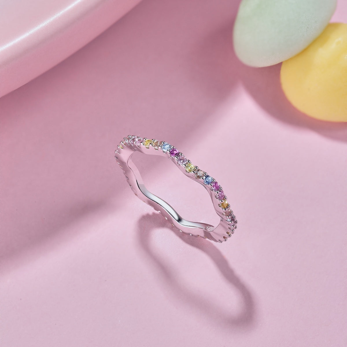 [Kismet Jewels ]Dainty Colorful Round Cut Party Ring