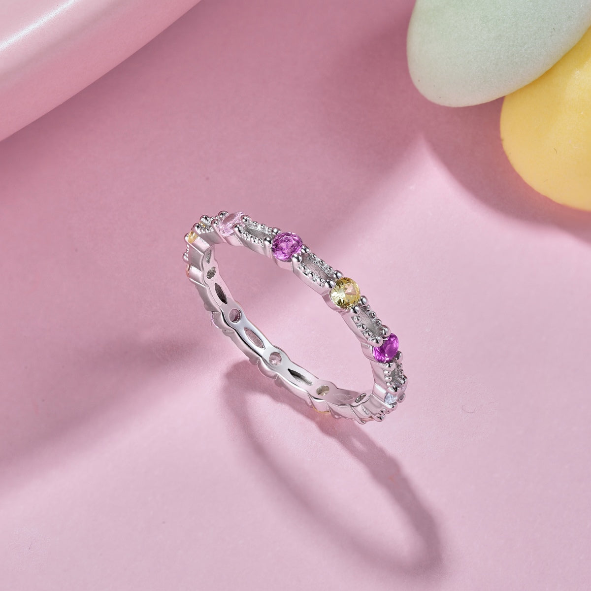 [Kismet Jewels ]Sparkling Colorful Round Cut Tennis Ring