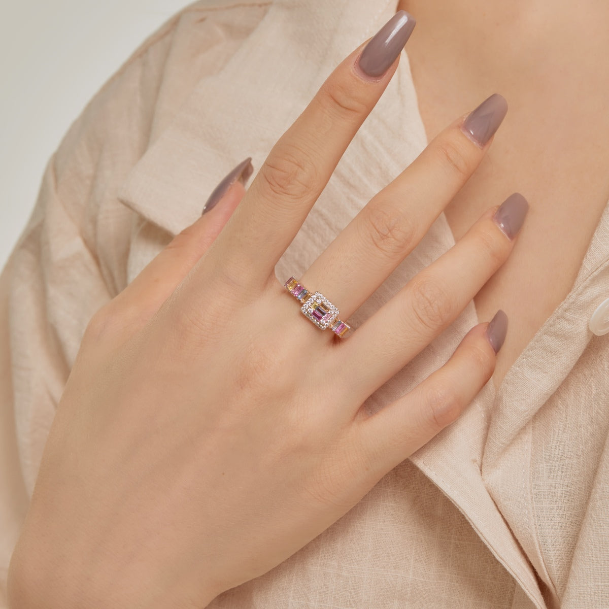 [Kismet Jewels ]Exquisite Colorful Radiant Cut Party Ring