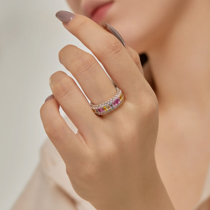 [Kismet Jewels ]Dainty Colorful Radiant Cut Daily Ring