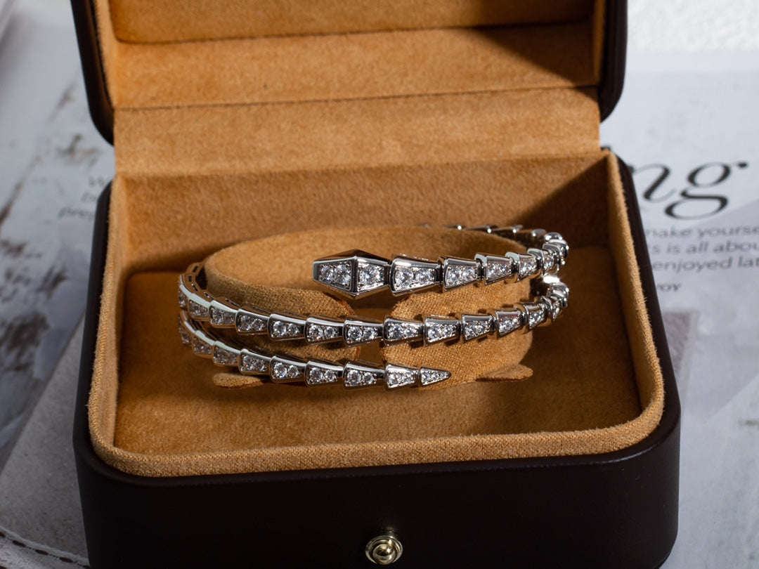 [Kismet Jewels ]SERPENTI BRACELET SILVER DIAMOND DOUBLE ROW