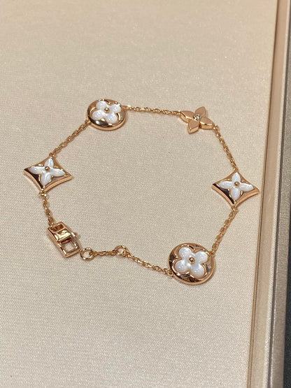 [Kismet Jewels ]STAR AND SUN 5 MOTIF MOP PINK GOLD BRACELET