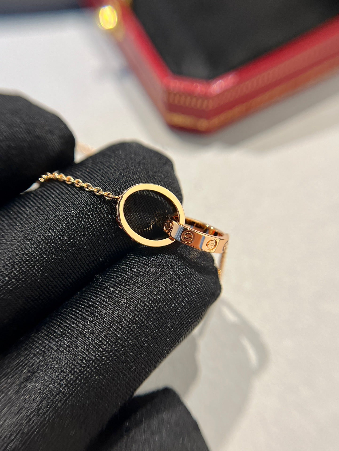 [Kismet Jewels ]LOVE NECKLACE DOUBLE RING PINK GOLD