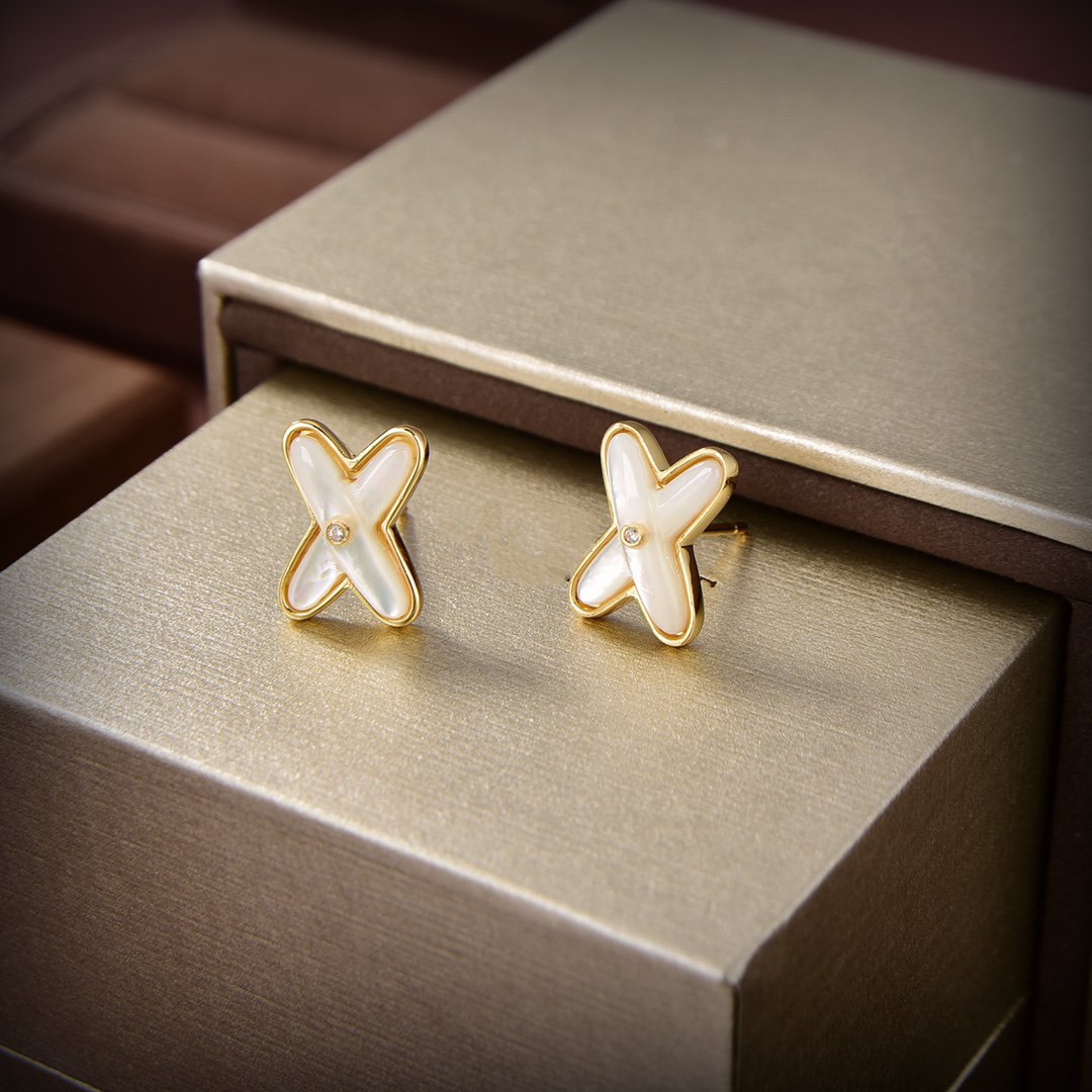 [Kismet Jewels ]JEUX DE WHITE MOP GOLD DIAMOND EARRINGS